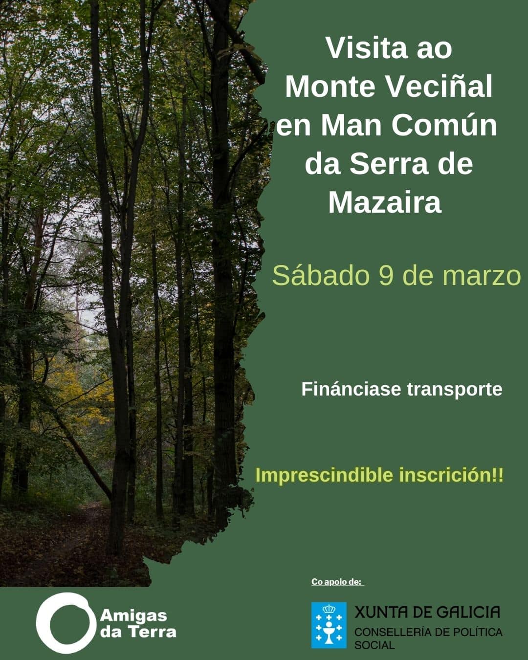 Cartel visita montes veciñais en man común de Castro Caldelas